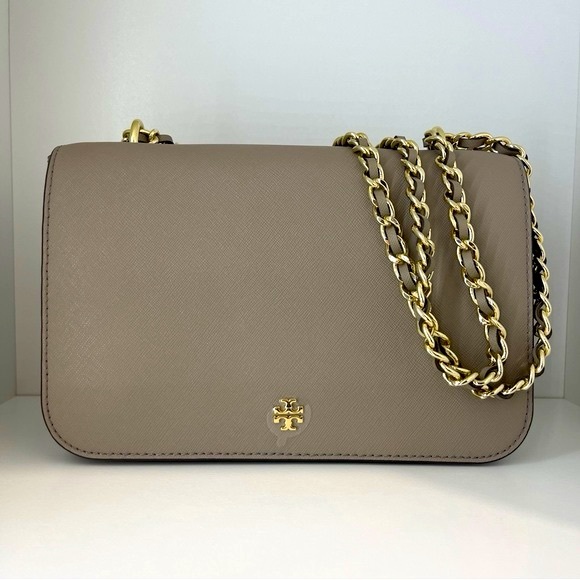 Tory Burch - French Grey Leather - Emerson Adjustable Shoulder Chain Strap Bag - Picture 4 of 15